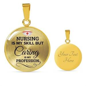 Nursing Is My Skill Rn Personalized Engraved Gold Circle Necklace Custom Name D